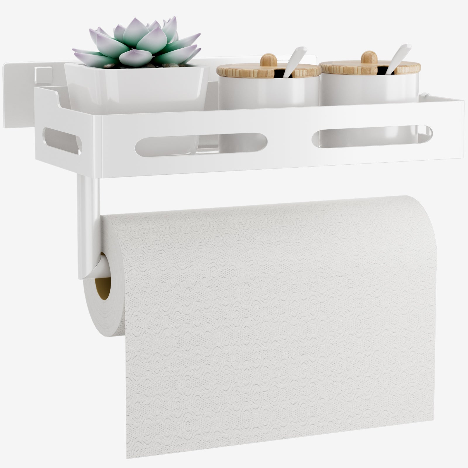Paper Towel Holder Wall Mount with Shelf- Adhesive