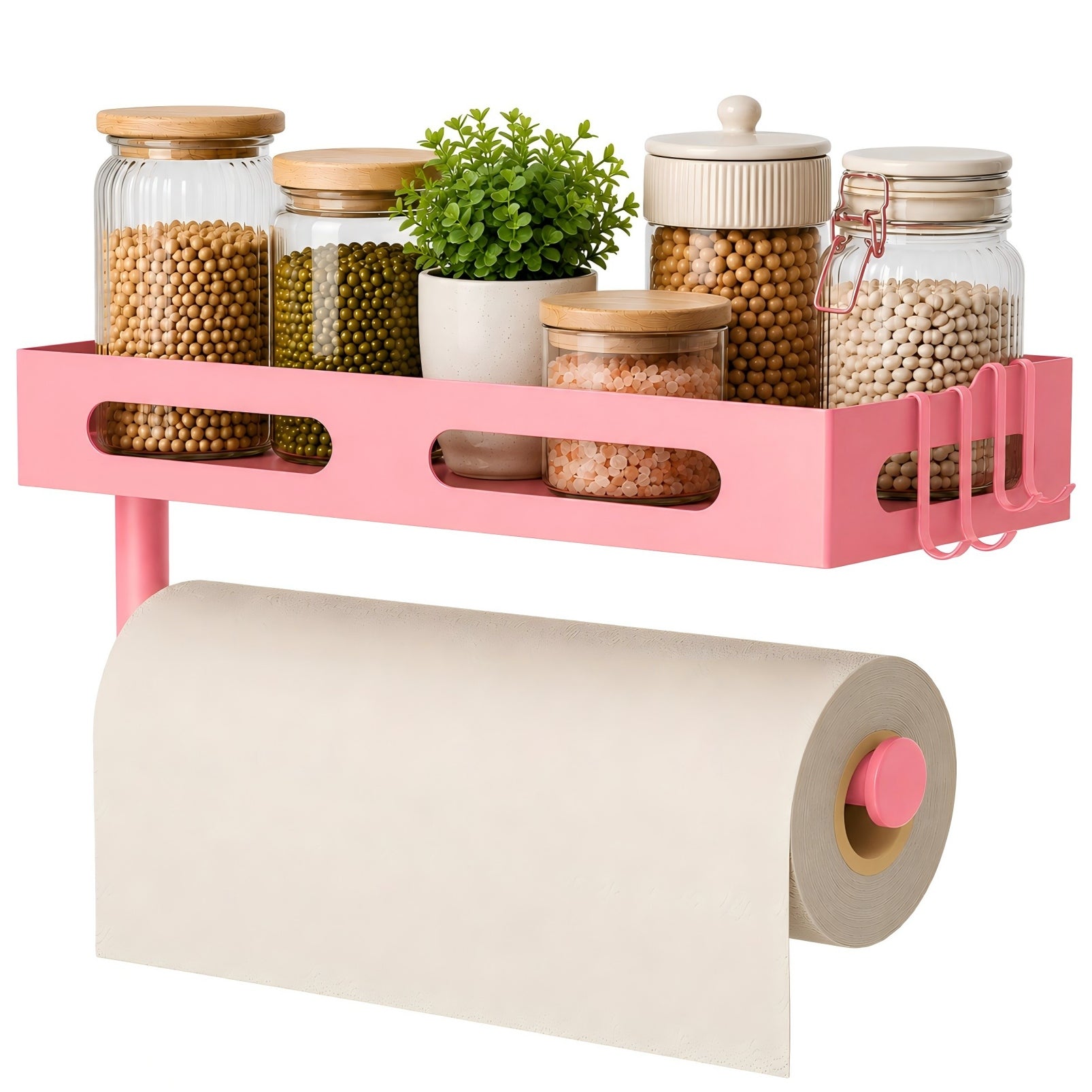 Pink Paper Towel Holder Wall Mount with Shelf