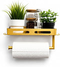 Golden Paper Towel Holder Wall Mount with Shelf