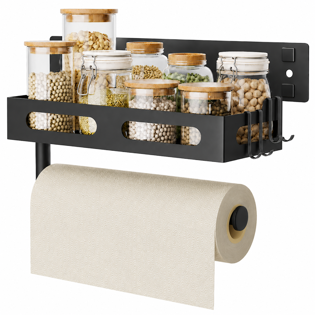 Paper Towel Holder Wall Mount with Shelf- Adhesive